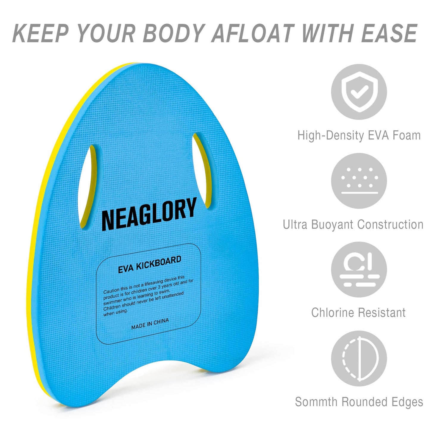 NEAGLORY 5 Pieces Water Aerobics Set Aquatic Exercise Set Pool Fitness Equipment Foam Water Dumbbell, Swim Kickboard, Pull Buoy, Aquatic Swim Belt for Water Exercise, Blue