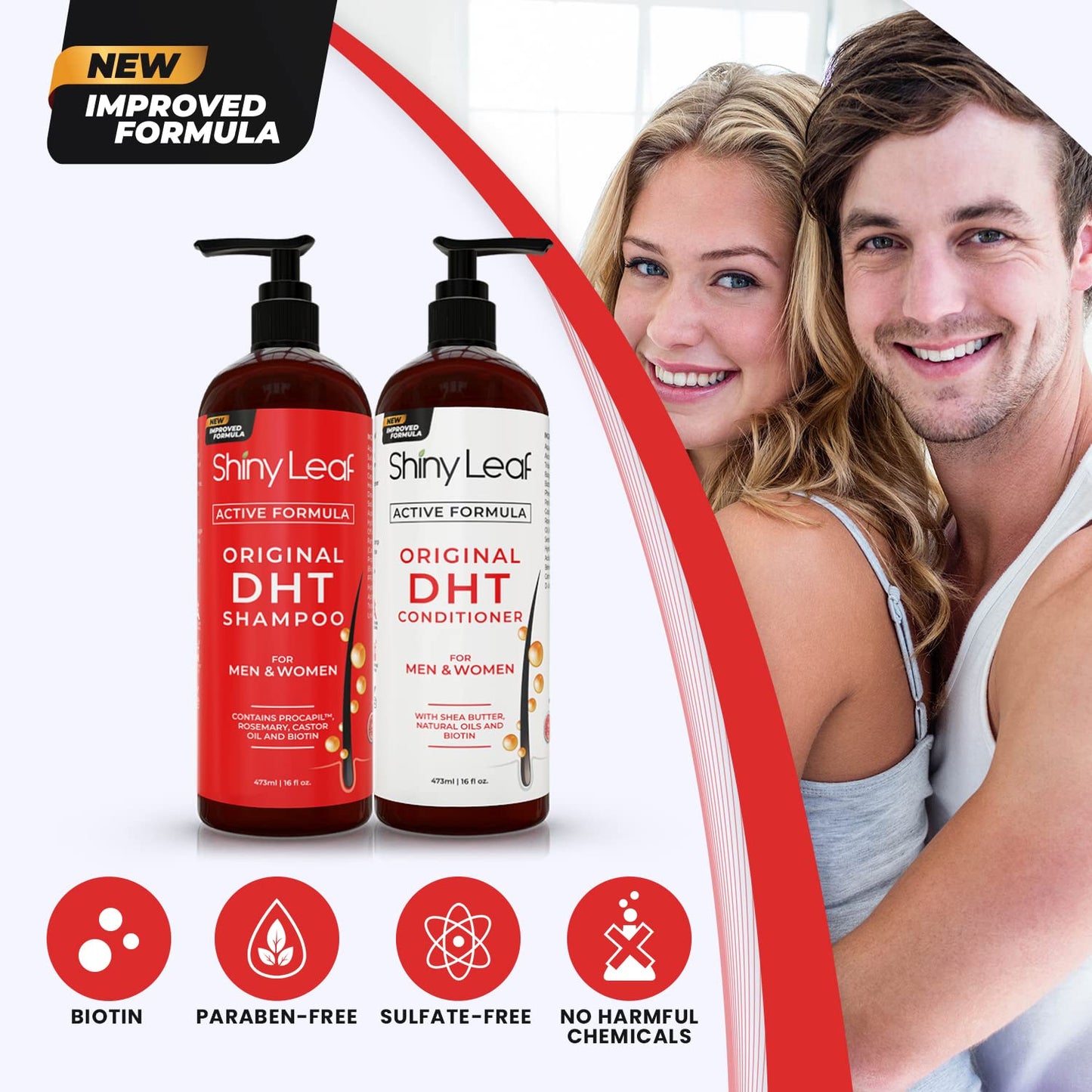 DHT Blocking Shampoo for Hair Growth and Thinning Hair Treatment - Active Natural Formula, Reduces Shedding for Men & Women (2 Pack)