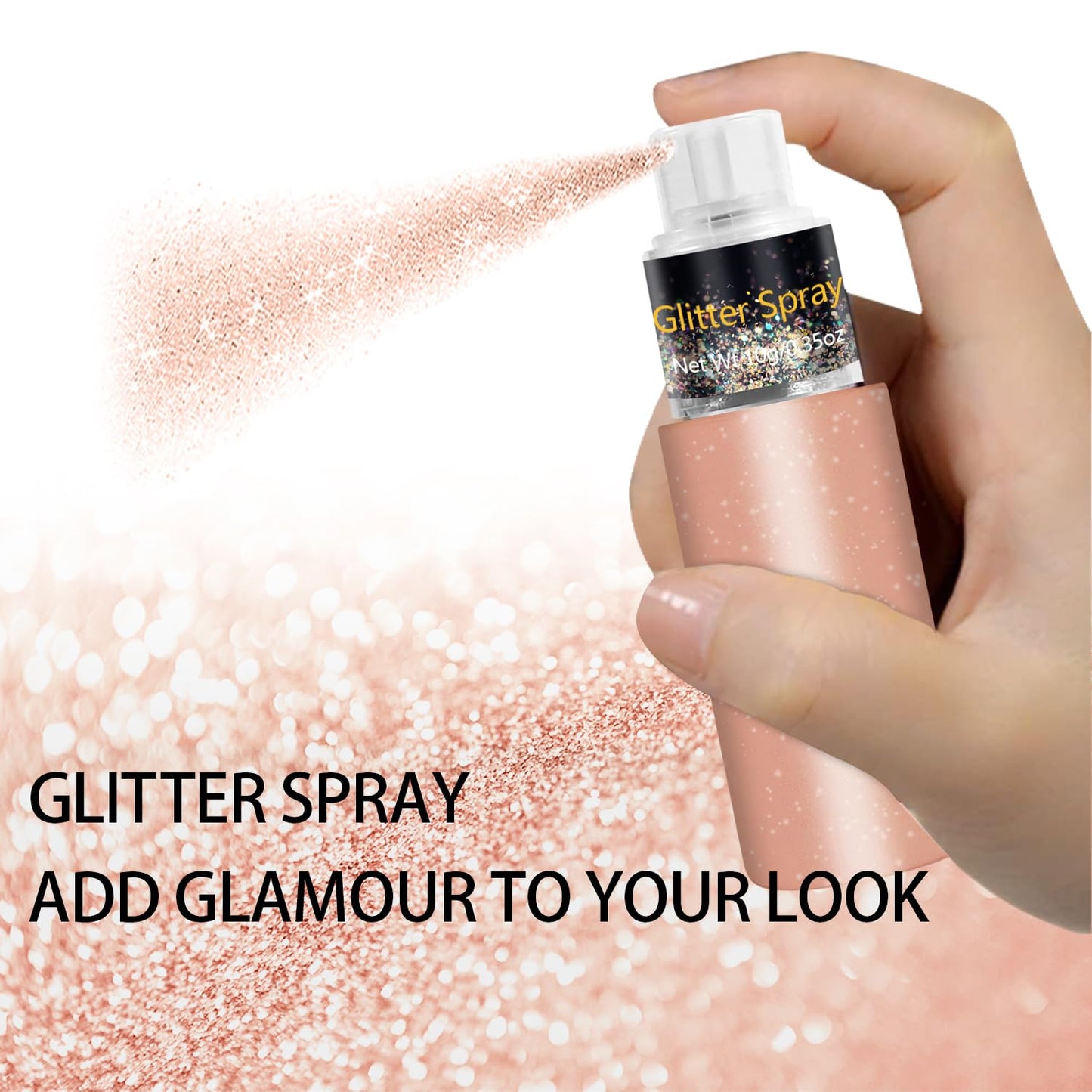 Hair and Body Glitter Spray, Holographic Glitter Highlighter Powder, Face Body Clothes Shiny Glitter, Loose Shimmer Hairspray Festival Rave Prom Accessories, 10g (06# Champagne)