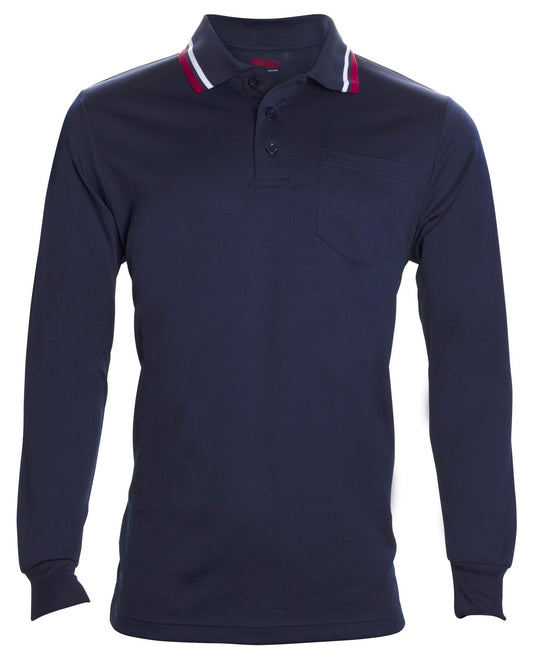 Adams Umpire Shirt Long Sleeve Polo for Baseball and Softball Umpires, Small Navy