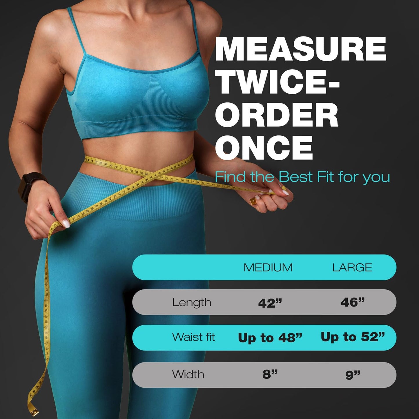 ActiveGear Waist Trainer for Women & Men - Sweat Band Waist Trimmer Belt for a Toned Look - Reinforced Trim and Extra Secure Fastening (Blue Hem, Medium: 8” x 42”)