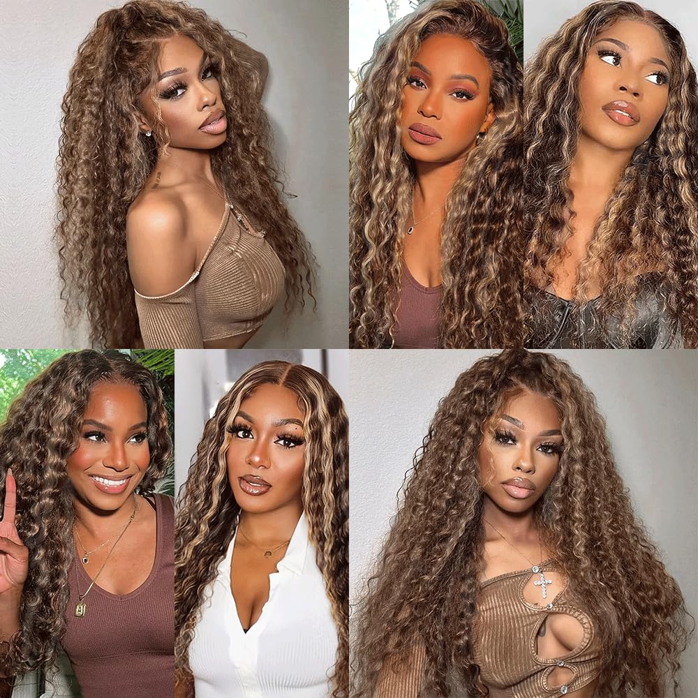 30 Inch P4/613 Bundles Highlight Deep Wave Human Hair Bundles Two Tone Dark Brown Mixed With Blonde Bundles Human Hair 613 Deep Curly Bundles Ombre Bundles