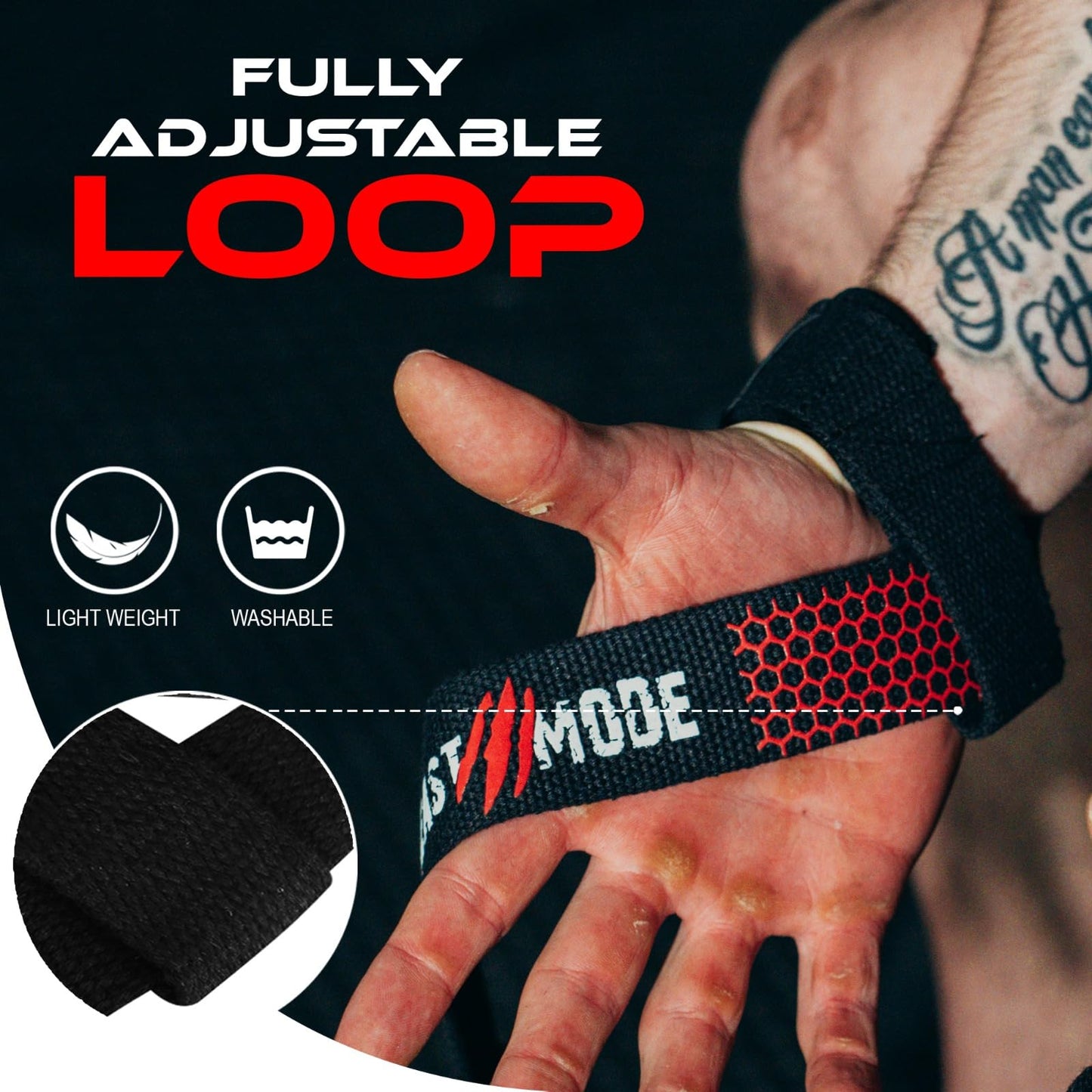BEAST RAGE Lifting Wrist Straps for Weightlifting, Weight Lifting Straps Gym Power Workouts Lifting Straps Padded Cotton Men Women Supportive Lift Deadlift Straps Hard Pull Exercise Straps (Black Red Silicone)