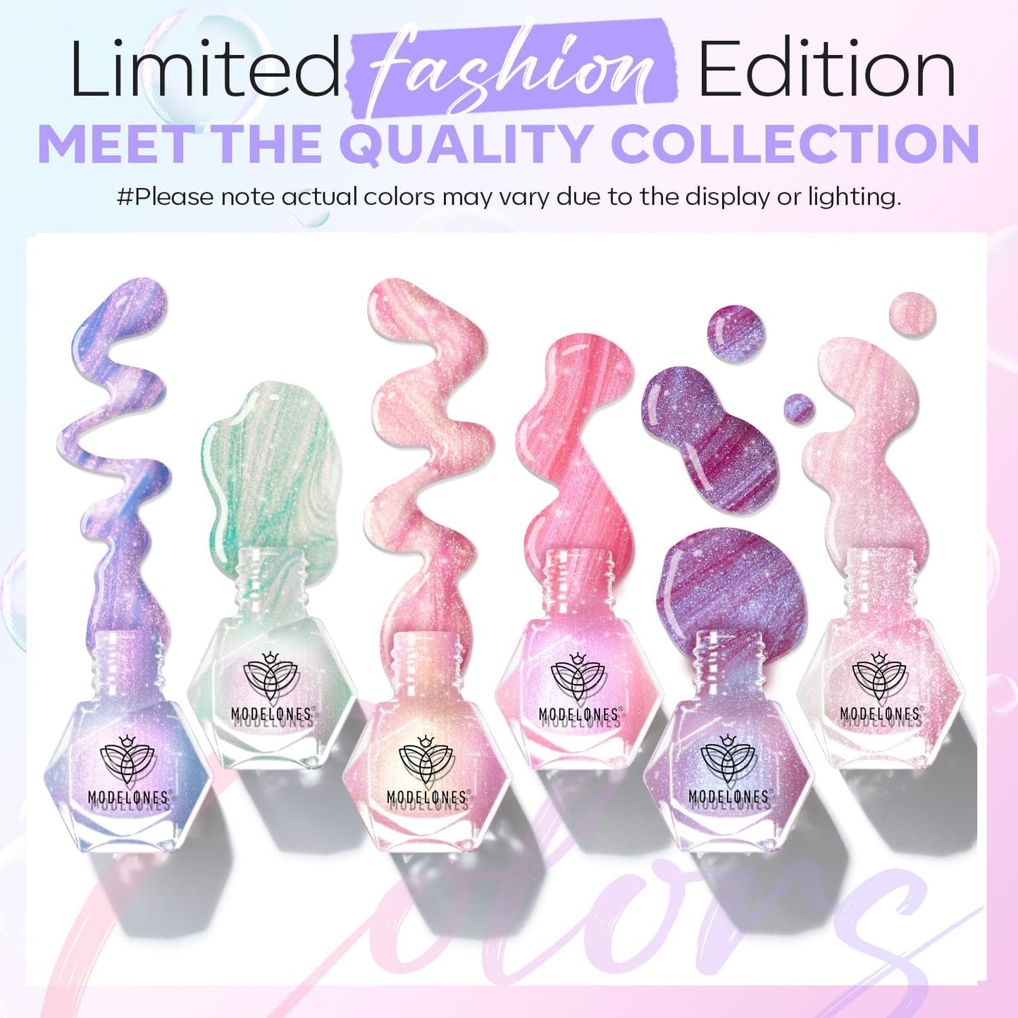 modelones Chrome Nail Polish Set, 2025 Spring Summer 6 Colors Shimmer Pearl White Pink Mermaid Purple Quick Dry Nail Polish Kit Fingernail Polish Manicure DIY Salon Home Easter Gifts for Women Girl