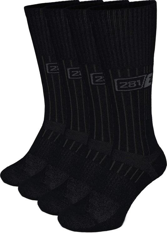 281Z Military Boot Socks - Tactical Trekking Hiking - Outdoor Athletic Sport (Black)(Small 4 Pairs Pack)