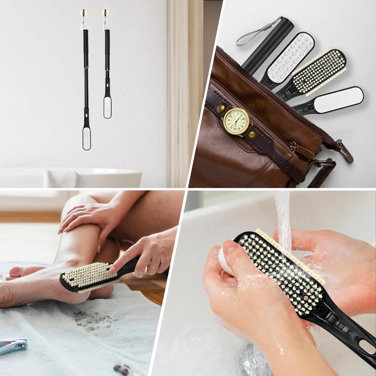 Toe Gap Cleaning Brush, 18.82"-25.98" Telescopic Toe Cleaning Brush Long Handle, Toe Scrubber for Deep Cleaning and Exfoliating for Women and Men, Elderly