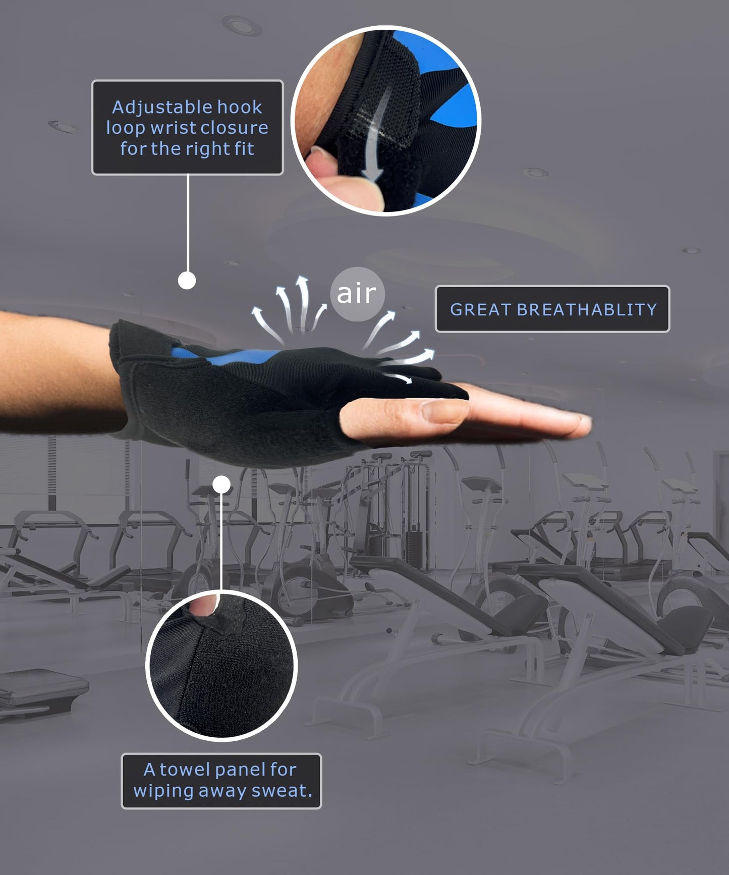 sunnex Gym Gloves for Women, Workout Gloves Women, Fingerless Gloves for Weightlifting, Lightweight Breathable Fitness Gloves, Sports Gloves for Training Lifting Weight Cycling Climbing Rowing