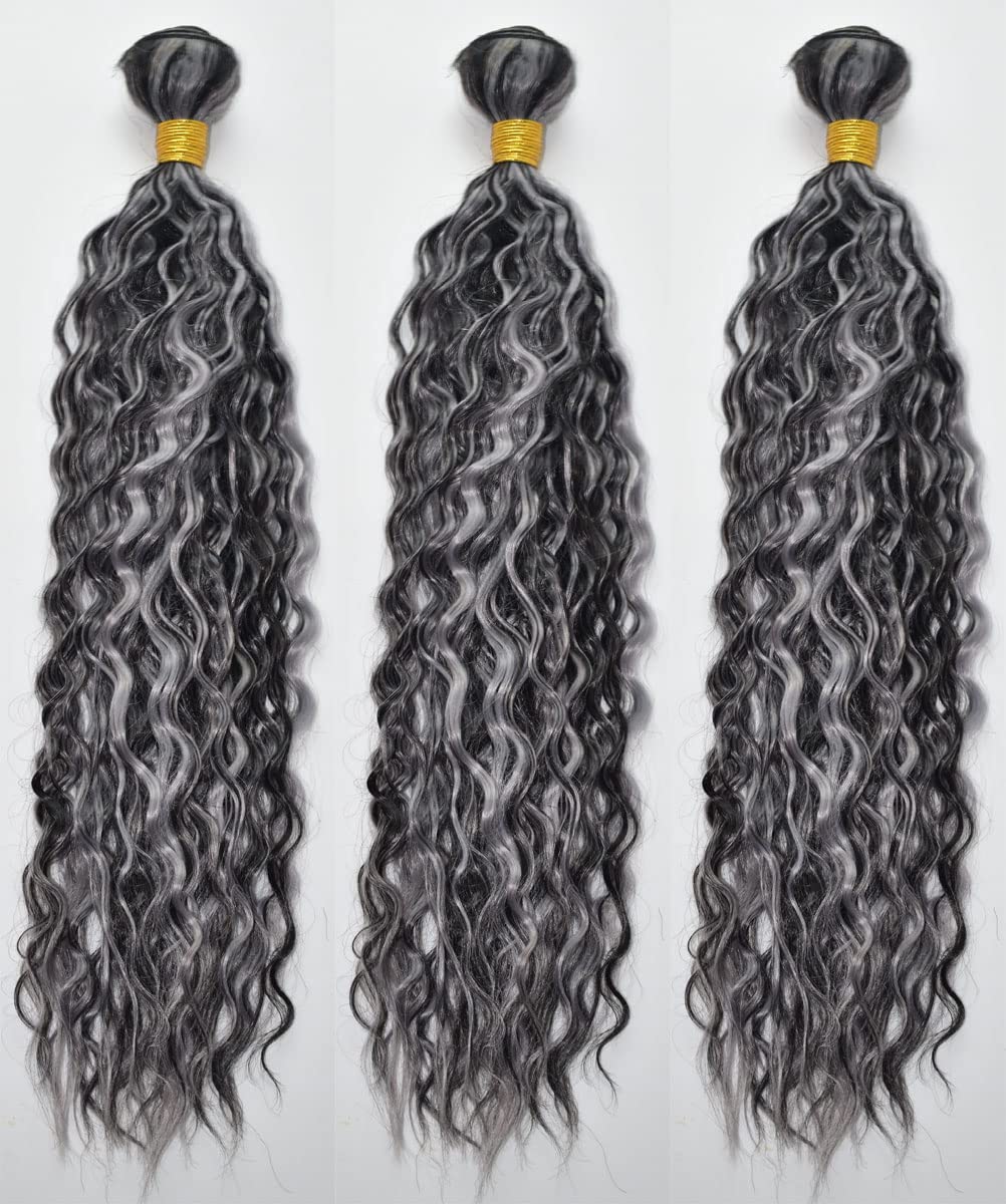 GzorOuzr P1B/Grey Curly Wave Hair 3 Bundles Hair Weaves Three Tone Ombre Hair Extensions For Women Real Unprocessed Virgin Hair 20 20 20 Inch