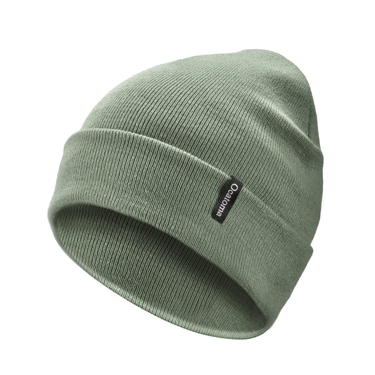 Ocatoma Beanie for Men Women Acrylic Knit Cuffed Slouchy Men's Daily Warm Hat Unisex Gifts for Men Women Boyfriend Him Her Green