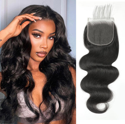 5x5 HD Lace Closure Human Hair Body Wave Closure No Bleached Knots Invisible Lace Closure Pre Plucked Brazilian Virgin Human Hair Frontal Closure Natural Black 18 Inch