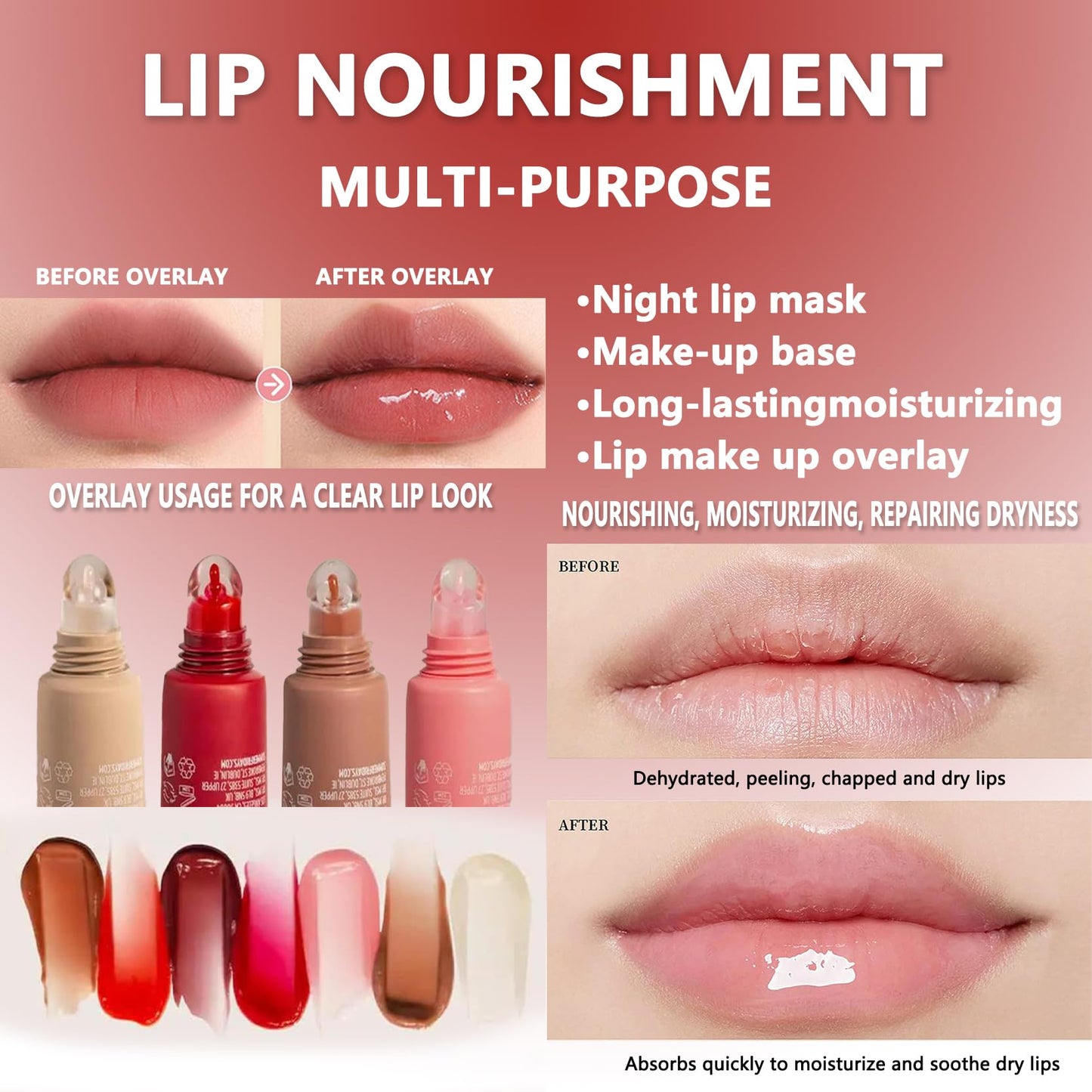 2 PCS Summer Lip Butter Balm,Conditioning Lip Gloss Lip Balm for Instant Moisture, Soothing Lip Care, Lip Oil Softens Dry Lips (Poppy)
