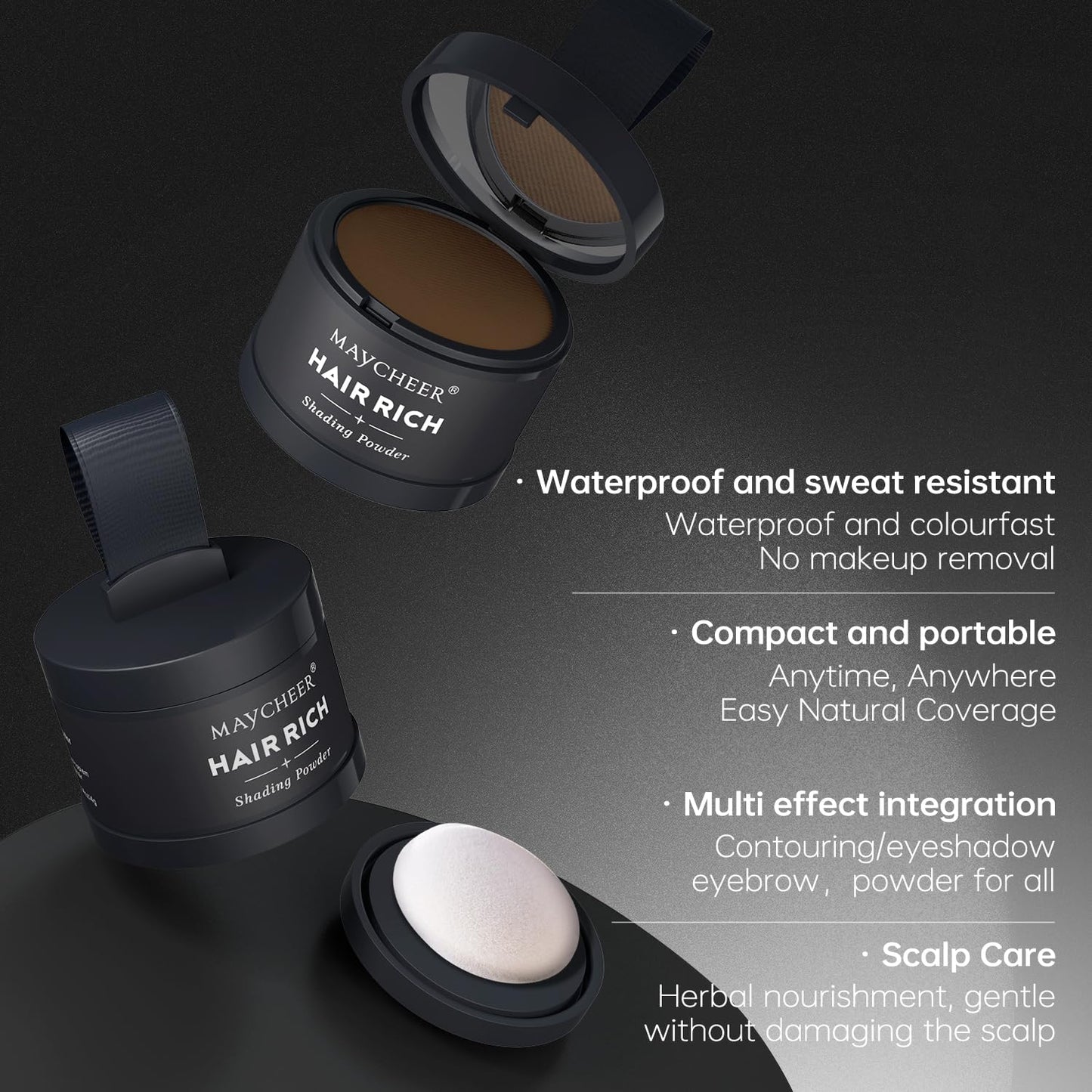 Maycheer Hairline Powder - Magic Root Cover Up - Hair Rich Hair Shadow - Gray Hair Coverage Touch Up Hair Powders for Women & Men (Gray, 0.14 Ounce (Pack of 1))