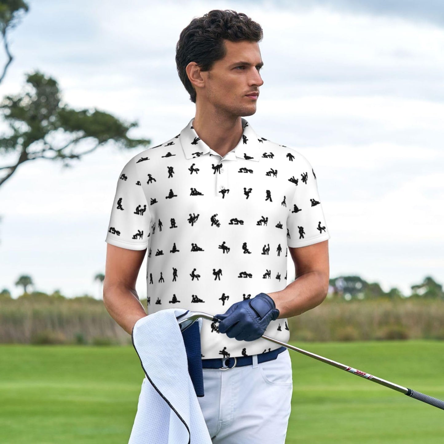 Sex Education Golf Shirts for Men, Funny Golf Polo Moisture Wicking Dry Fit Short Sleeve White