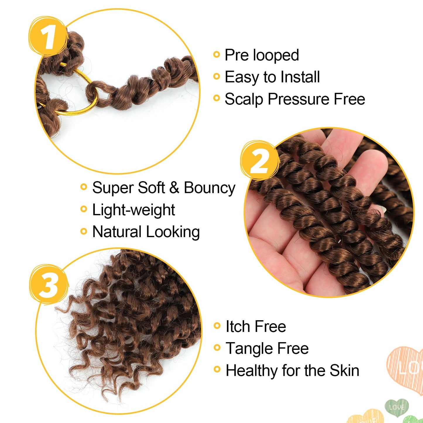 Passion Twist Hair 10 Inch 8 Packs, Pre Twisted Passion Twist Crochet Hair For Black Women, Pre Looped Passion Twist Curly Crochet Hair, Short Crochet Passion Twist Hair (10 Inch (Pack of 8), 30#)