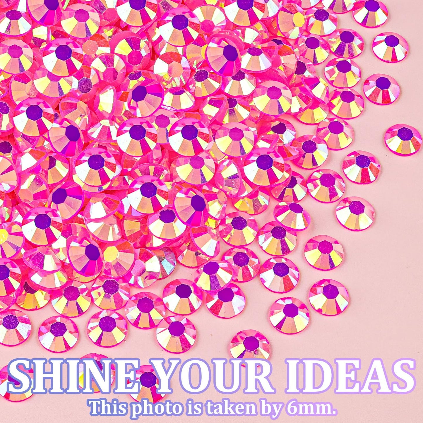 16000Pcs Resin Jelly Rhinestones with Tweezers for Crafting, Hot Pink AB 2-6mm Mixed Sizes Flatback Gems, Bedazzling Crystal for DIY Crafts Clothing Tumblers Mugs Shoes Fabric Nail Art