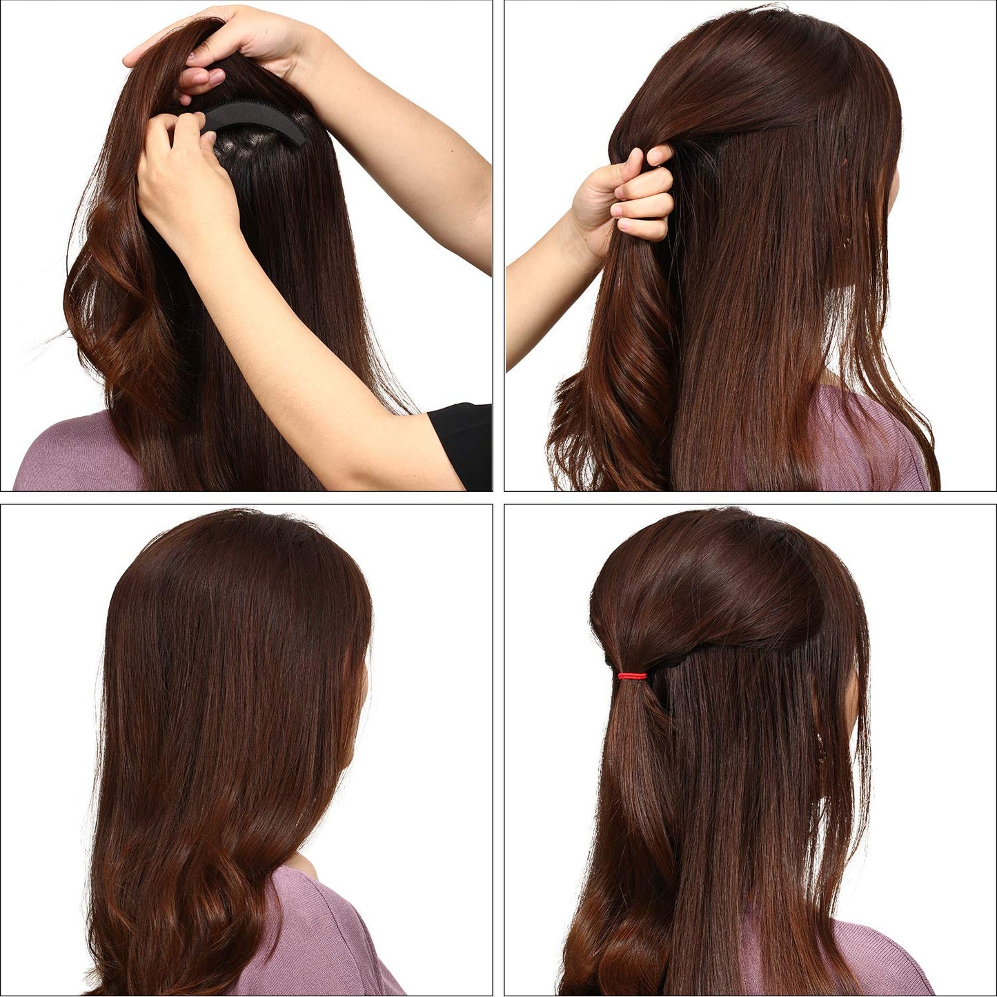 11 Pieces Sponge Volume Hair Bases Set Bump it Up Inserts Styling Tools Bump Up Combs Clips Sponge Hair Bun Updo Accessories for Women DIY Hairstyles(Black, Brown)