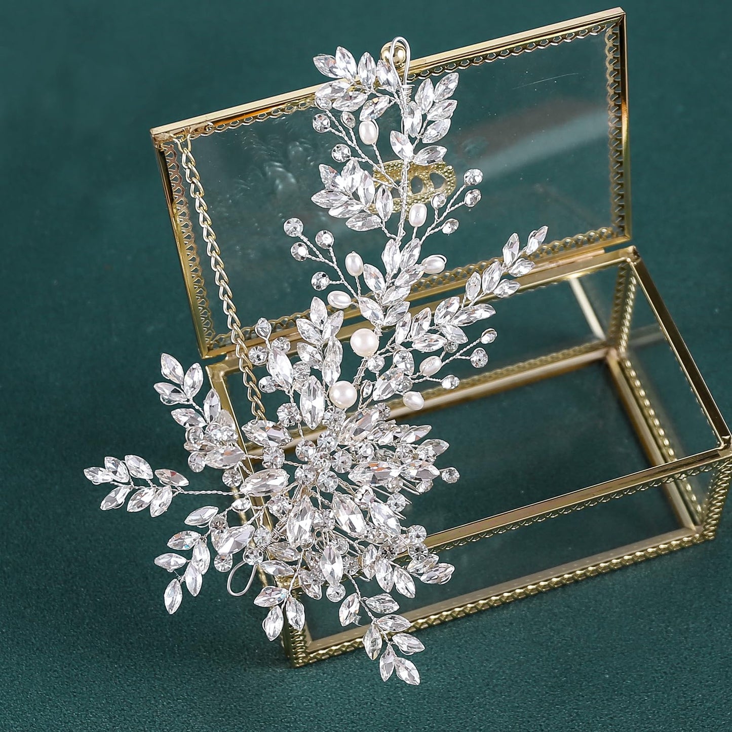 WEZTEZ Rhinestone Bridal Hair Comb Crystal Wedding Headbands Head Pieces,Pearl Brides Bridesmaid Hair Accessories for Women Girls (Sliver 936)