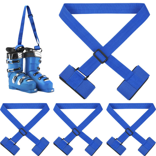 4 Pack Ski Straps Ski Carrier Strap Adjustable Shoulder with Cushioned Fastener Tape Strap Loop Strong for Adults Kids