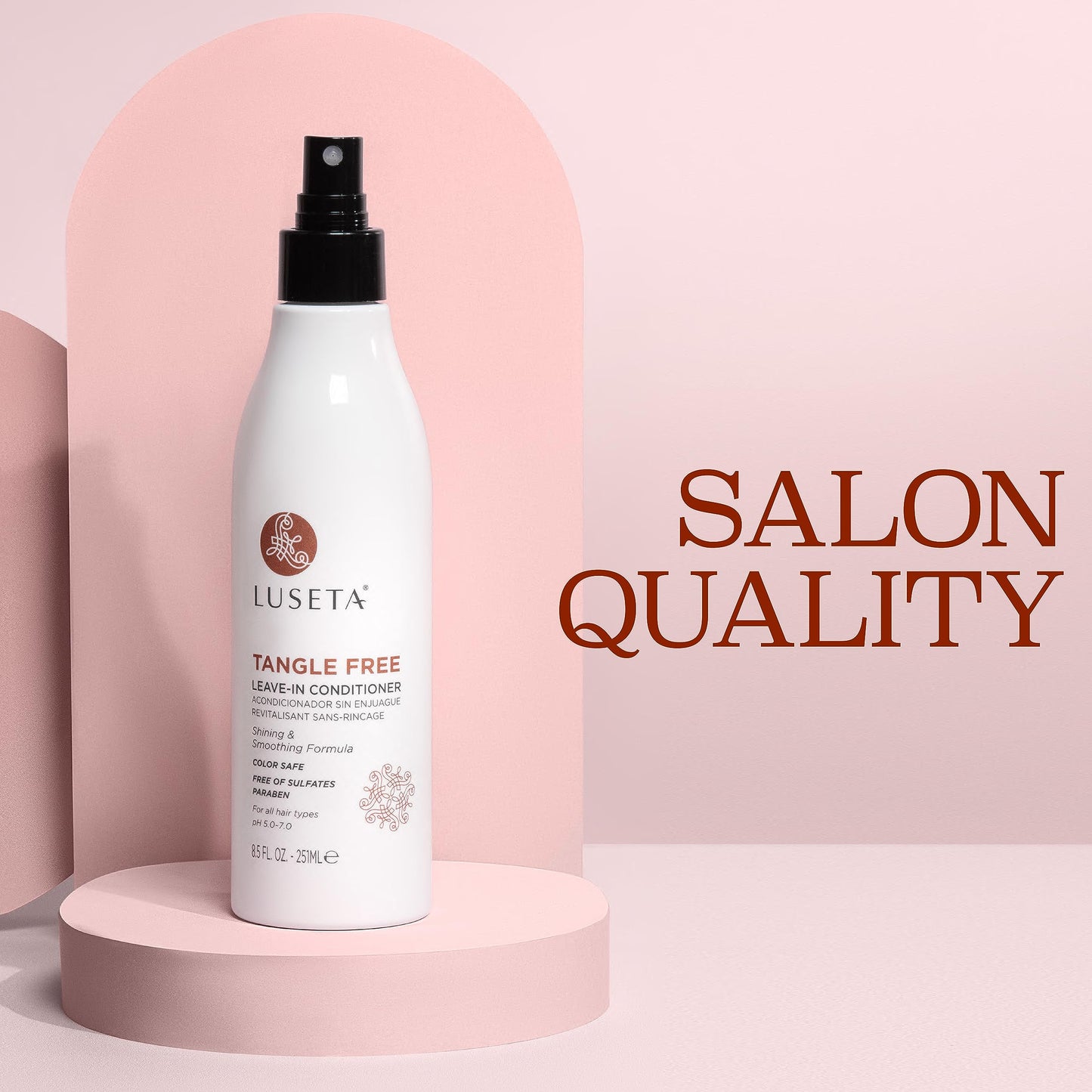 Luseta Tangle Free Leave-in Conditioner for Women Sulfate Free Conditioner for Detangling with Keratin and Argan Oil, Color Safe Leave in Conditioner for Curly and Wavy Hair 8.5oz