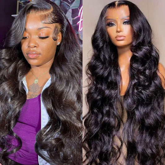 13x6 Body Wave Lace Front Wigs Human Hair 200% Density HD Lace Front Wigs Pre Plucked Glueless Wigs Human Hair For Women Full Body Wave Wigs with Baby Hair Natural Color 20 Inch