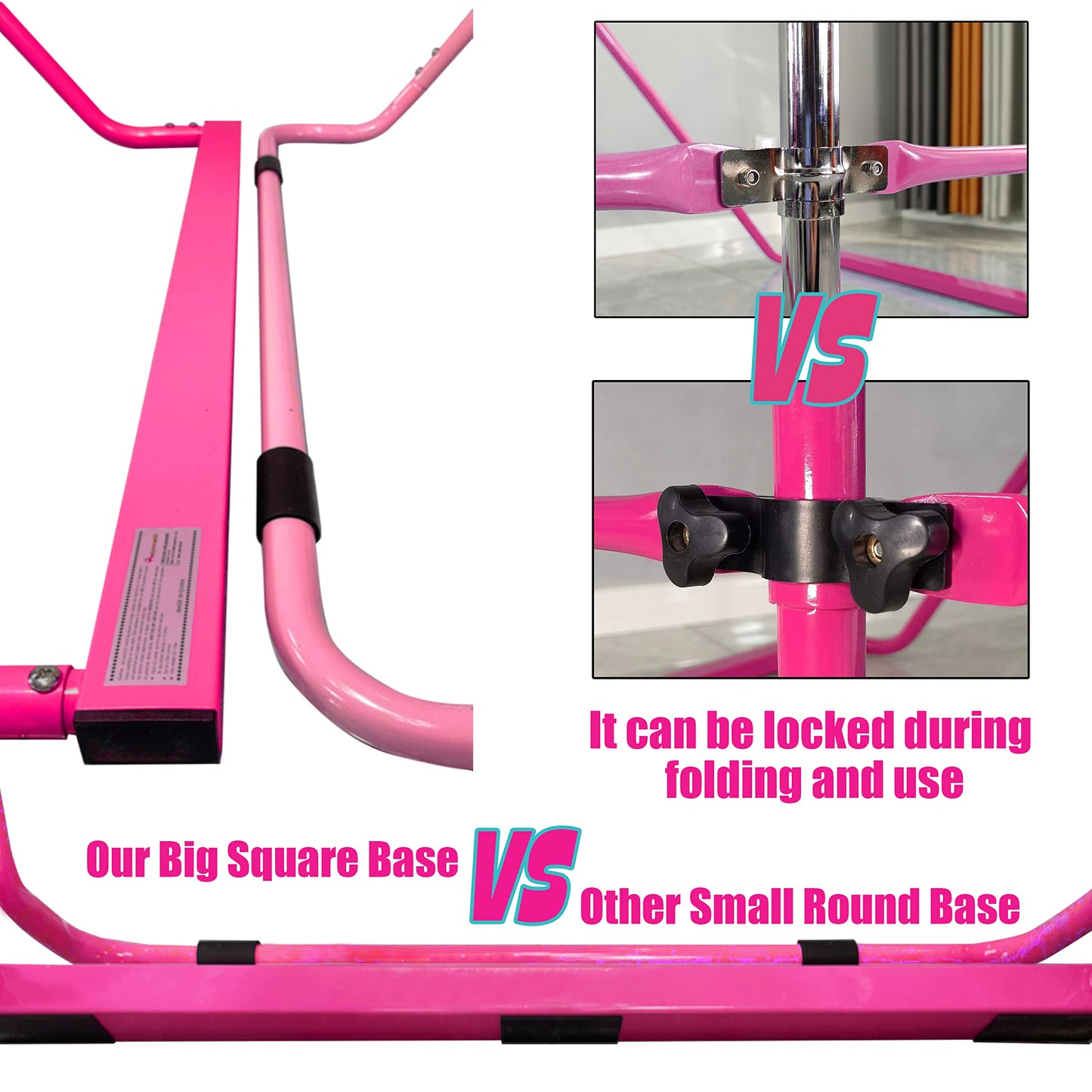 PreGymnastic Updated Folding Gymnastics Bar with Rings, Foldable Kip Bar with Sturdier Base, Gymnasitc Training Bar for Kids Ages 3-10, Gymnastic Horizontal Bars, Home Gym Equipment for Boys Girls