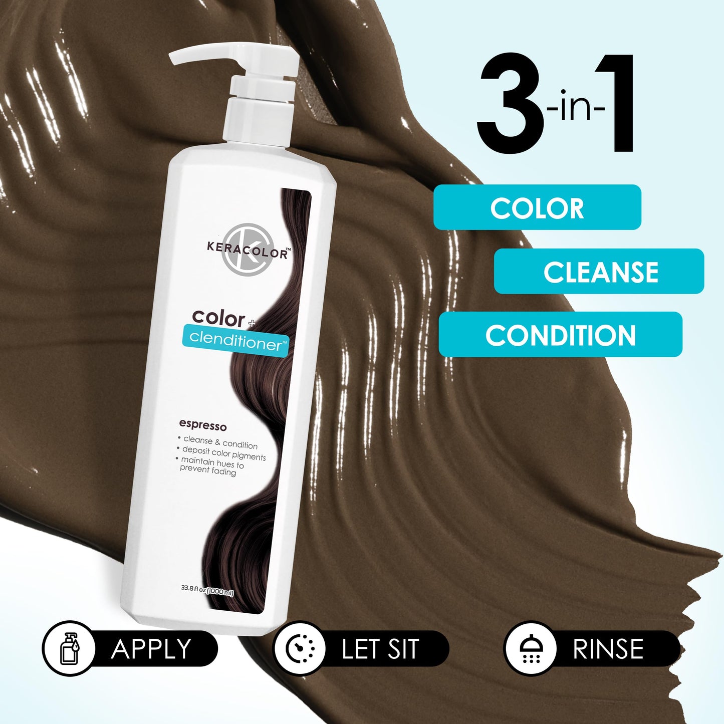 Keracolor Clenditioner ESPRESSO Hair Dye - Semi Permanent Hair Color Depositing Conditioner, Cruelty-free, 33.8 Fl Oz