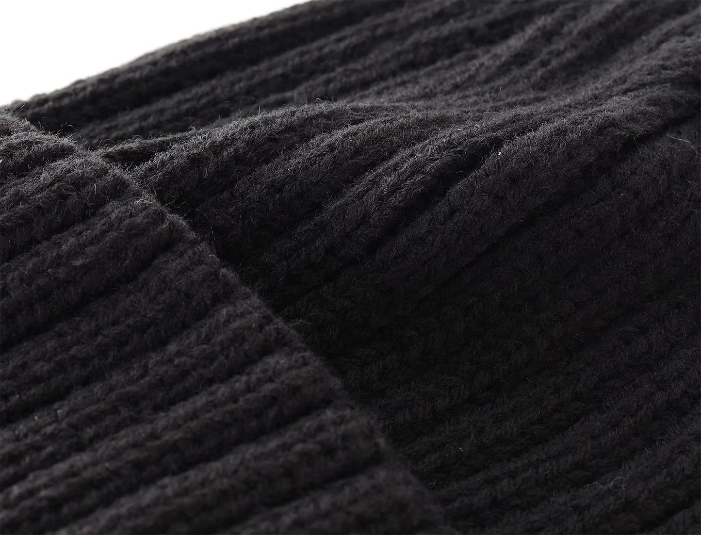 Connectyle Unisex Knit Daily Beanie for Women Slouchy Ribbed Winter Beanie Hat Cuffed Ski Cap Black