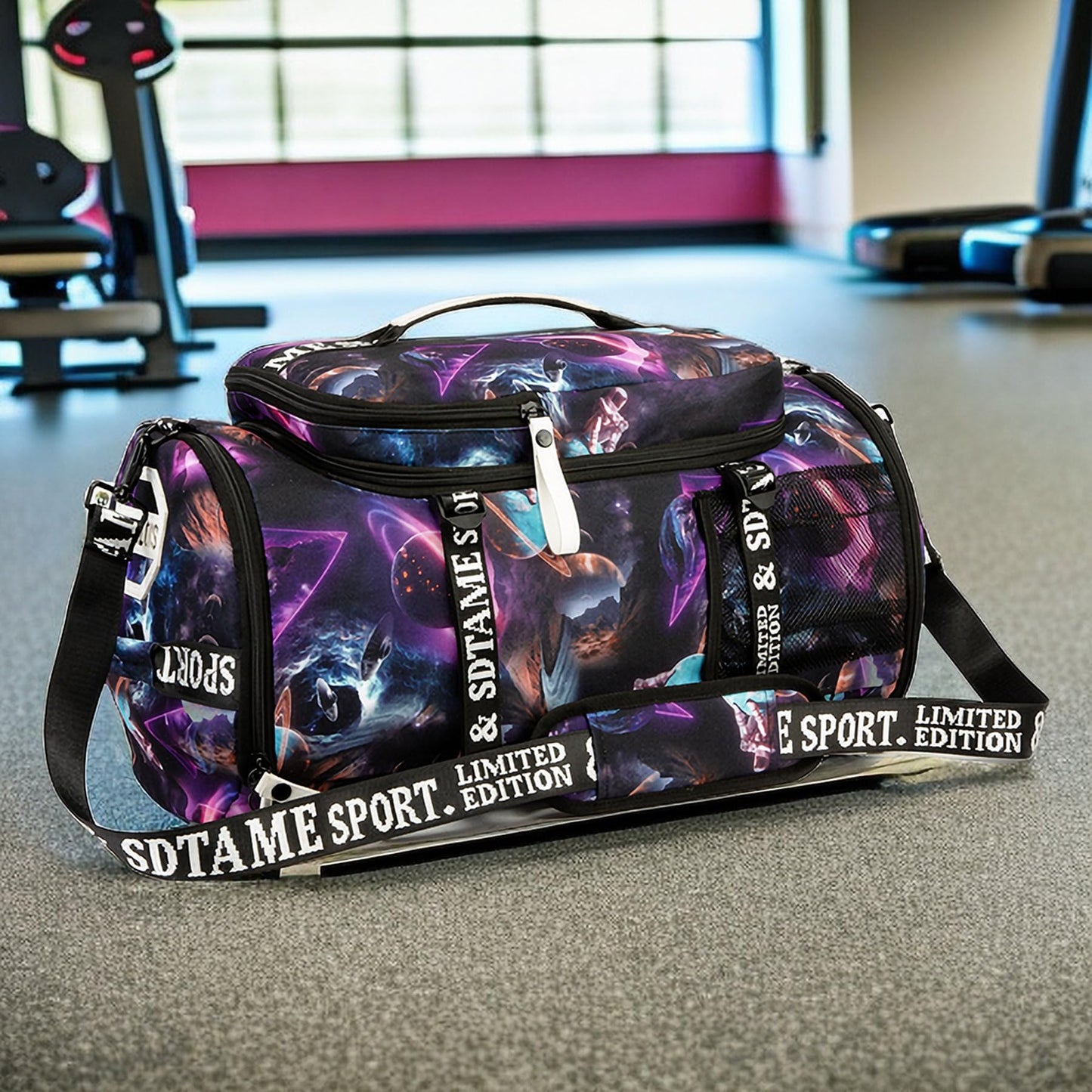 Gym Duffle Bag Backpack with Shoe Compartment,4 ways Travel Backpack for Women and Men,Multi-Functional Weekender bag with Waterproof Layer&Laptop Compartment for Fitness, Travel,Camping(Metallic)
