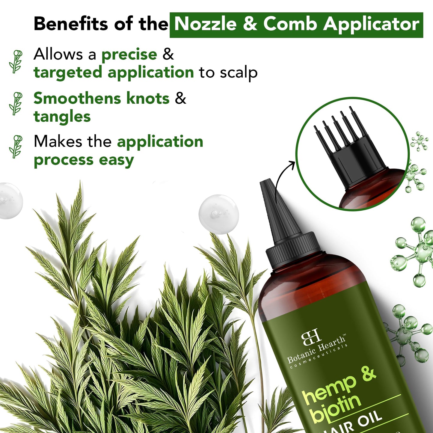 Botanic Hearth Hemp & Biotin Hair Oil (6.7 fl oz) | Nourishing and Strengthening Hair Treatment for Thicker, Healthier-Looking Hair | Paraben Free | Suitable for All Hair Types