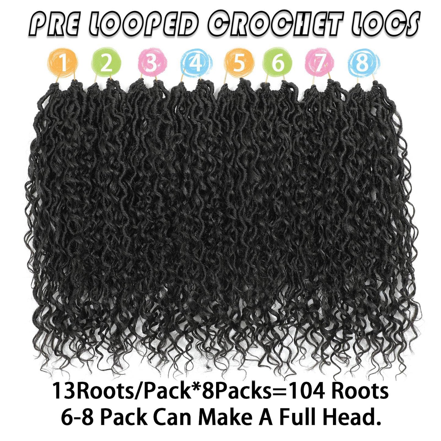 Col Bling Goddess Locs Crochet Hair 14 Inch 8 Packs Faux Locs Crochet Hair for Women Pre Looped Crochet Boho Goddess Faux Locs Crotchet Hair with Curly Ends #2