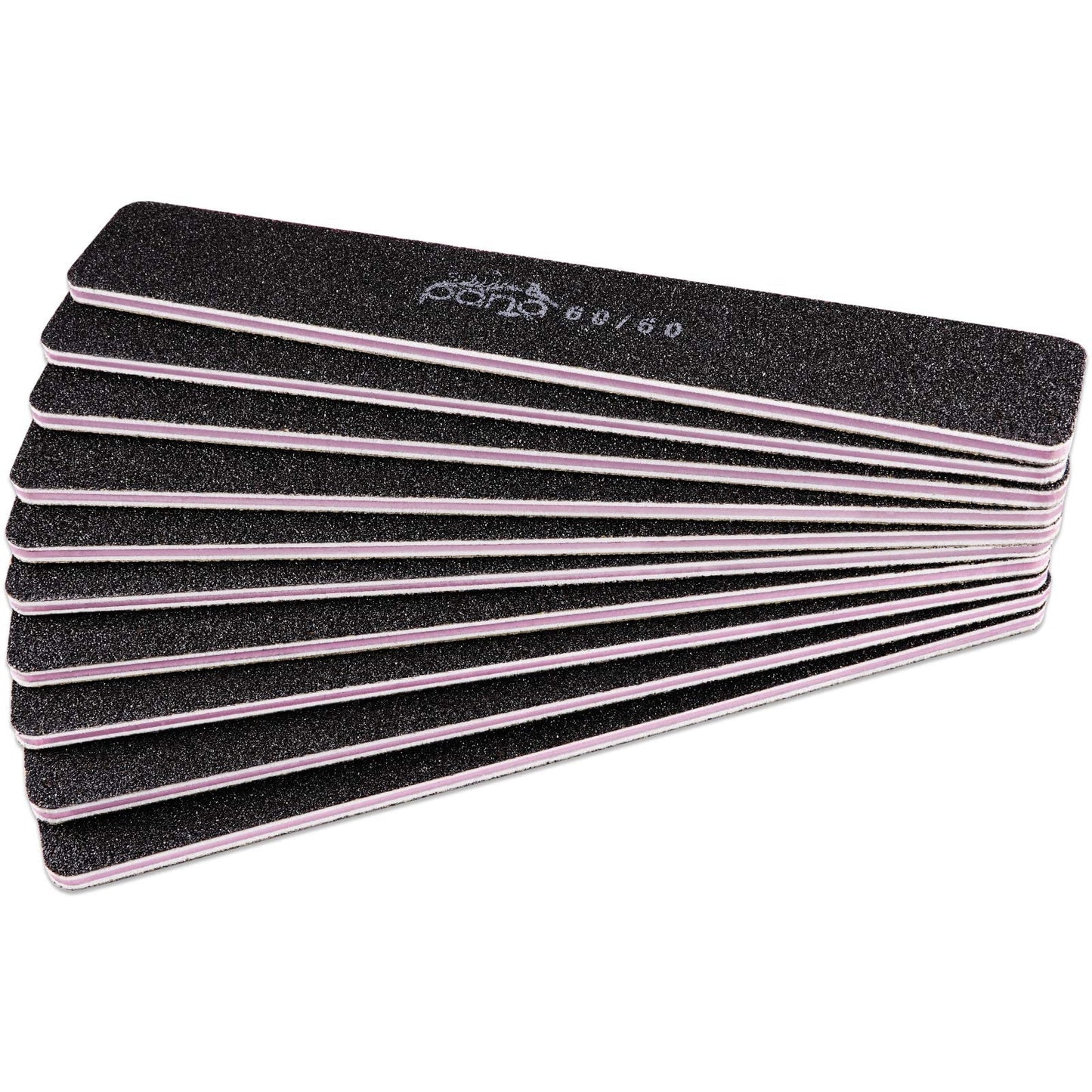 10PCS Jumbo Size PANA Professional Double Sided Nail Files - Black, 60/60 Grit - Emery Board Nail Buffering File Manicure Pedicure Nail Polisher Washable