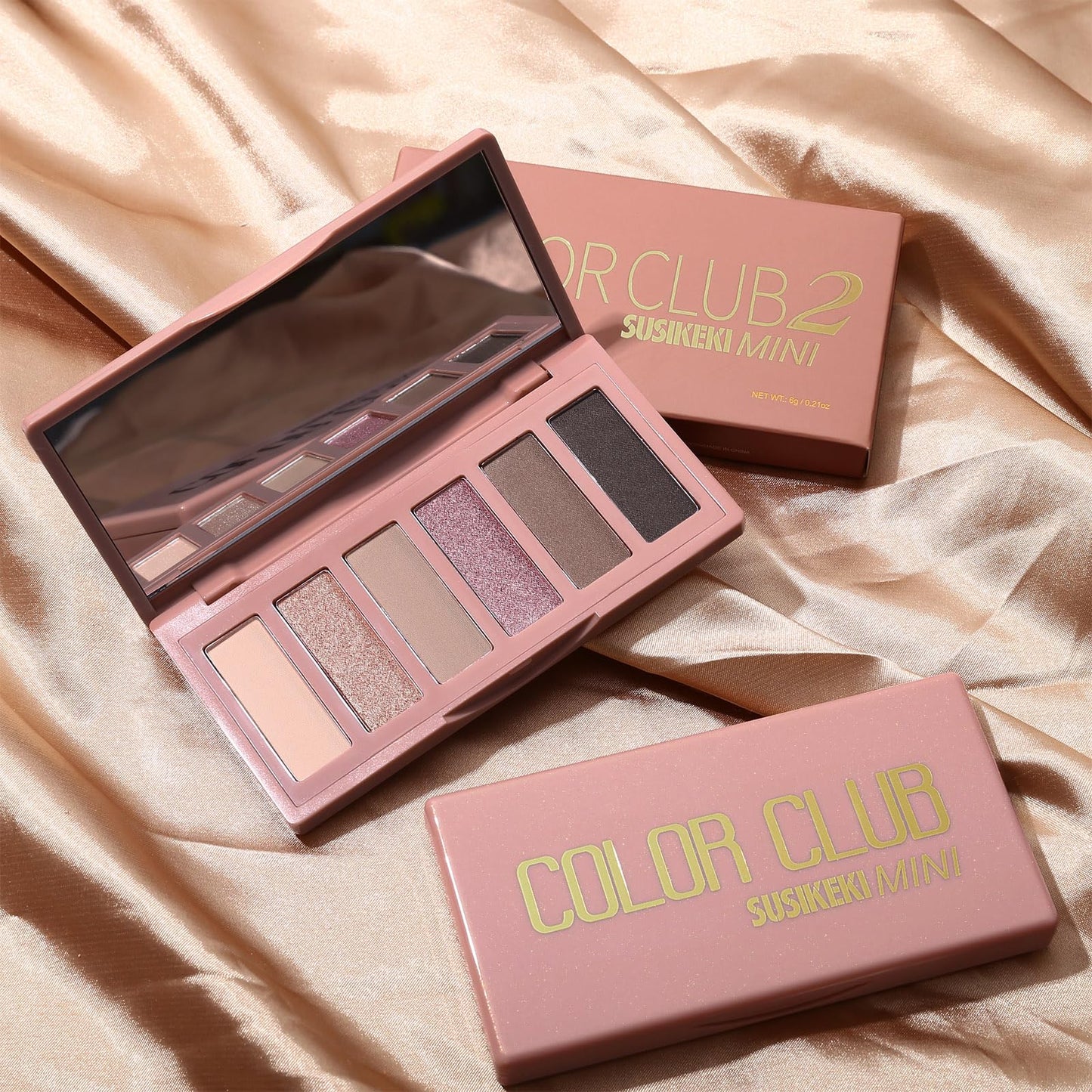 SUSIKEKI 6 Colors Mini Naked Eyeshadow Makeup Palette Rosy Neutral Nude Eye Shadow Shimmer & Matte Make Up Pallet with Mirror Highly Pigmented Long Lasting Waterproof Travel Size Gift Kit 02