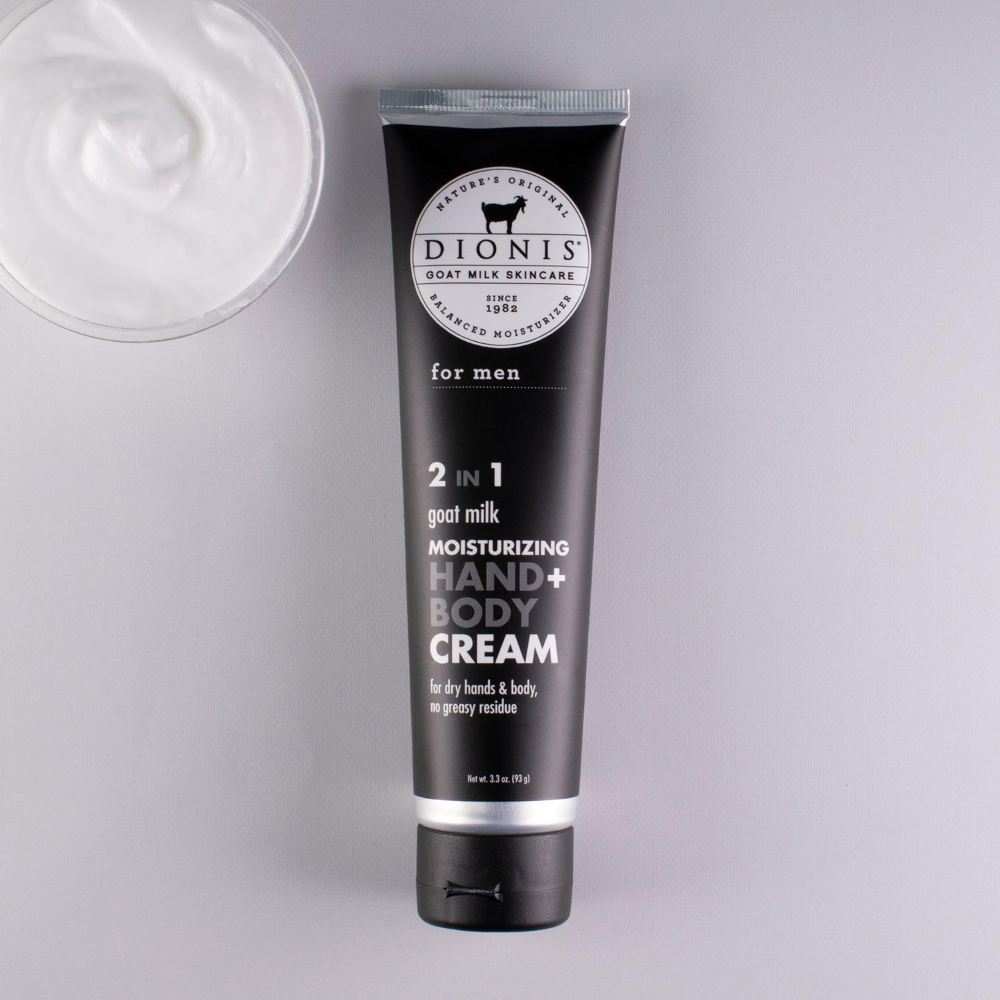 Dionis Goat Milk Skincare 3.3oz Hand & Body Cream For Men - Travel Size Hand Lotion For Hydrating & Moisturizing Dry Skin - Cruelty Free Cream Made In The USA - Paraben Free Formula