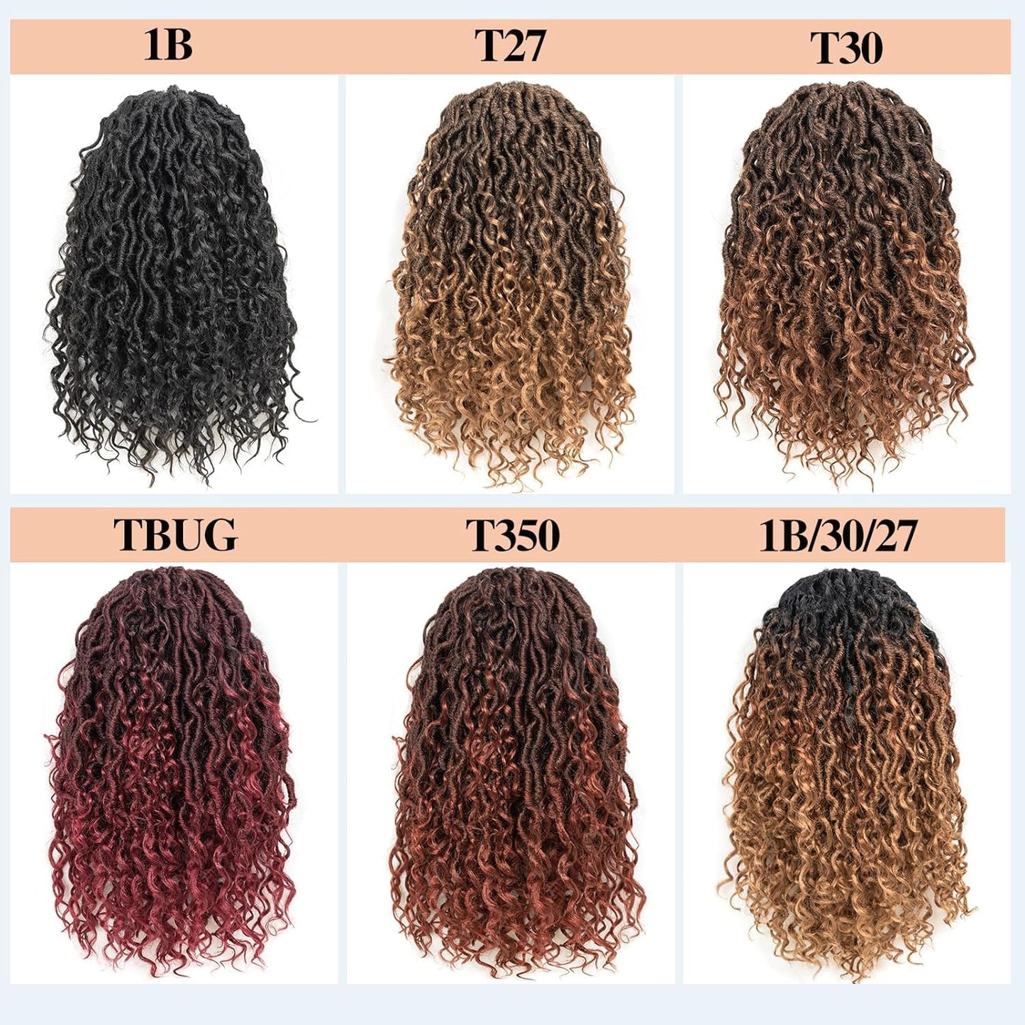 Goddess Locs Crochet Hair 14 Inch 8 Packs Faux Locs Crochet Hair for Black Women Boho Pre Looped Crochet Locs with Curly Ends River Locs Crochet Hair (1B/27)