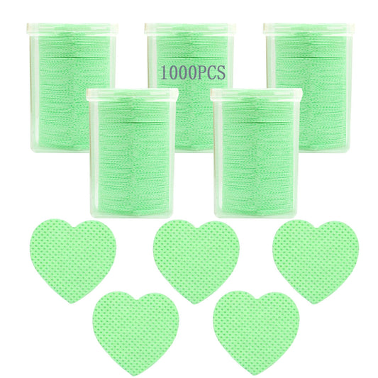 1000 PCS Lint Free Nail Wipes,Nail Polish Remover Wipes for Lash Extension Supplies,Lint-Free Lash Glue Wipes Pads Eyelash Extension Nails Wipes for Nail Polish Remover,Lash Glue Cleaning Pads, Green