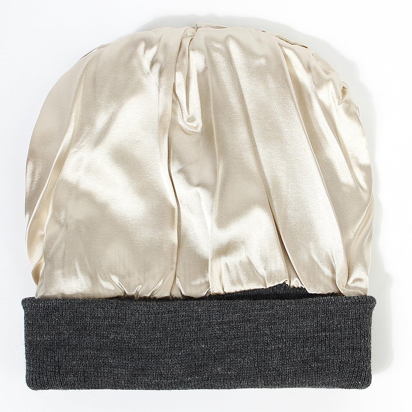 Unisex Satin Lined Winter Beanie for Women Men Silky Lining Slouchy Skull Cap Knitted Cuffed Skiing Knit Hat(Black & Dark Grey)