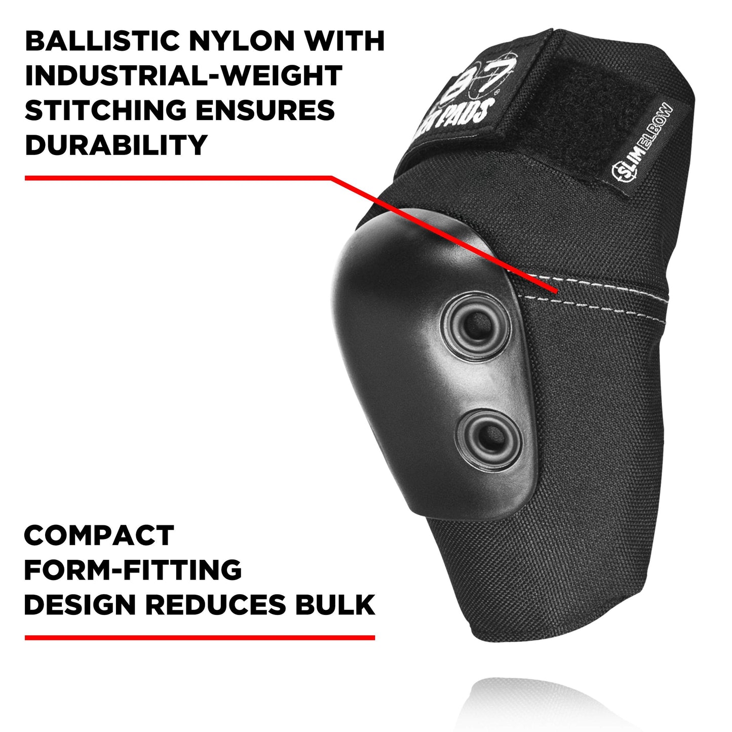 187 Killer Pads Slim Elbow Pad, Black, Large