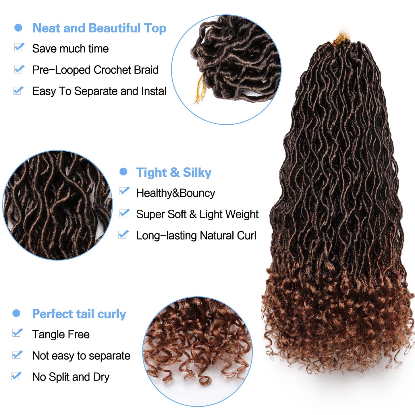 Goddess Locs Crochet Hair 6 Packs 14 Inch Wavy Curly Faux Locs Crochet Hair Pre Looped Crochet Synthetic Braids Hair With Curly Ends Crochet Faux Locs Hair for Black Women Extensions