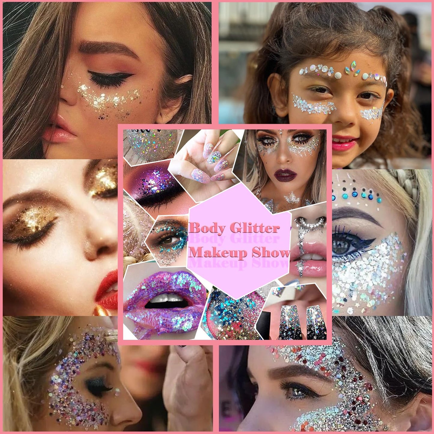 Green Face Body Glitter, St Patricks Day Face Glitter Makeup, Green Face Paint Holographic Chunky Sequins Glitters for Eye Lip Hair Nails, Festival Rave Accessories, 150ml