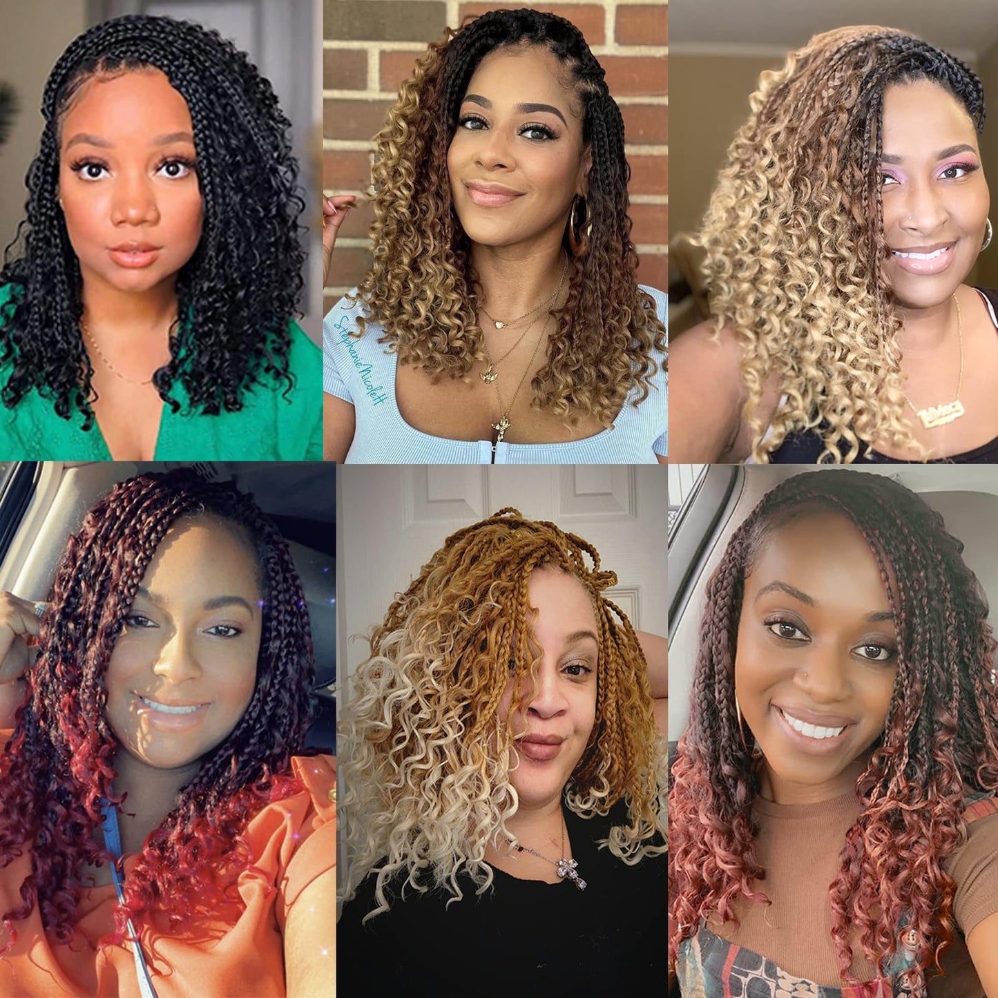 8 Packs Goddess Box Braids Crochet Hair-14 Inch Crochet Box Braids Pre-looped Boho Crochet Braids Hair Synthetic Braiding Hair Extensions Crochet Hair for Black Women(1B)