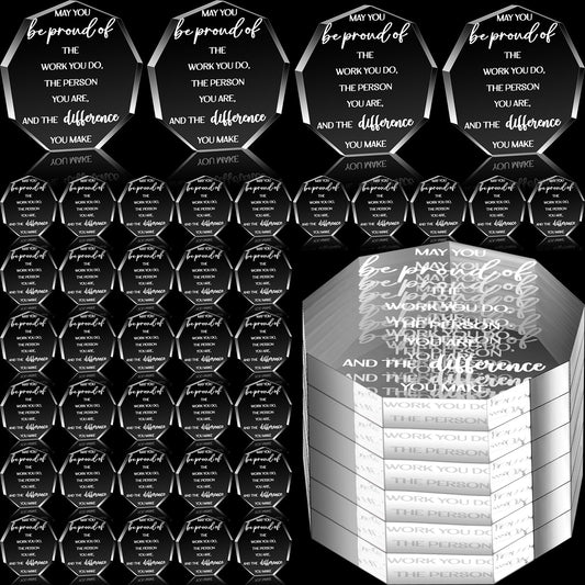 Huquary Employee Appreciation Awards for Coworker Acrylic Thank You Gift Employee of The Month May You Be Proud of The Work You Do Keepsake for Retirement Farewell(100 Pcs,Octagon 2)