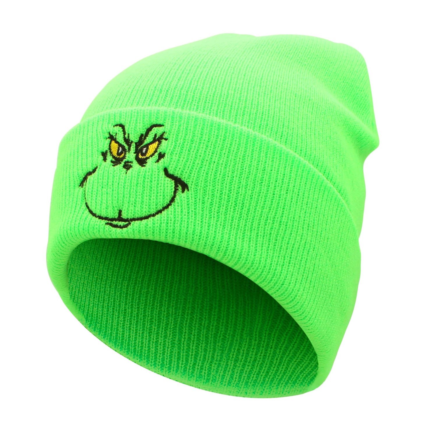 Ohjijinn Christmas Beanie Knitted Hats, Xmas Green Hat Slouchy Warm Cap, Winter Soft Headwear Funny Christmas Hat for Men Women Unisex (Green01)