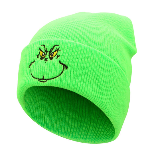 Ohjijinn Christmas Beanie Knitted Hats, Xmas Green Hat Slouchy Warm Cap, Winter Soft Headwear Funny Christmas Hat for Men Women Unisex (Green01)