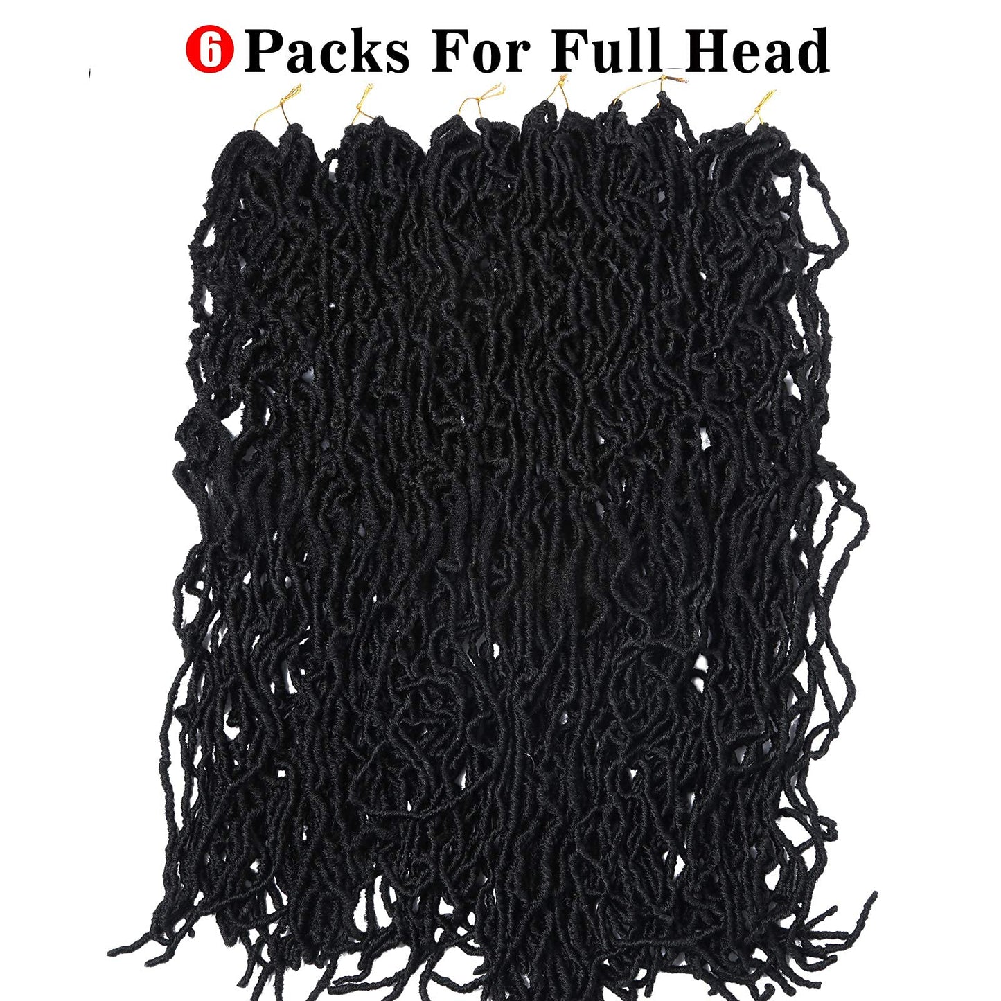DUS 30 Inch New Faux Locs 6 Packs Natural New Soft Locs Crochet Hair Pre Looped long Styles Hair Extensions For Women (30 Inch(6 packs), #1B)