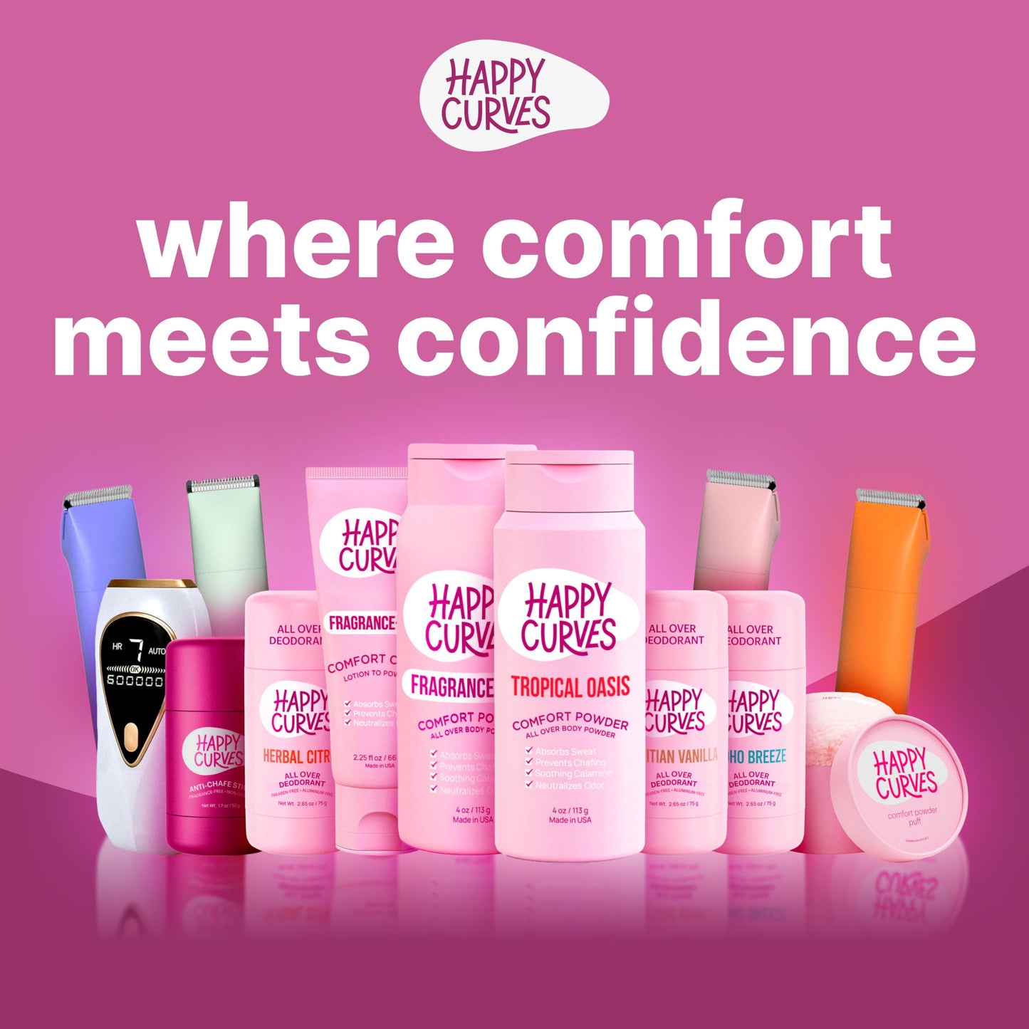 HAPPY CURVES Whole Body Deodorant for Women - Aluminum-Free - Sensitive Skin Invisibile All Day Layer of Full Body Protection for Odor Control Only (2.65 Ouce (Pack of 2), Boho Breeze)