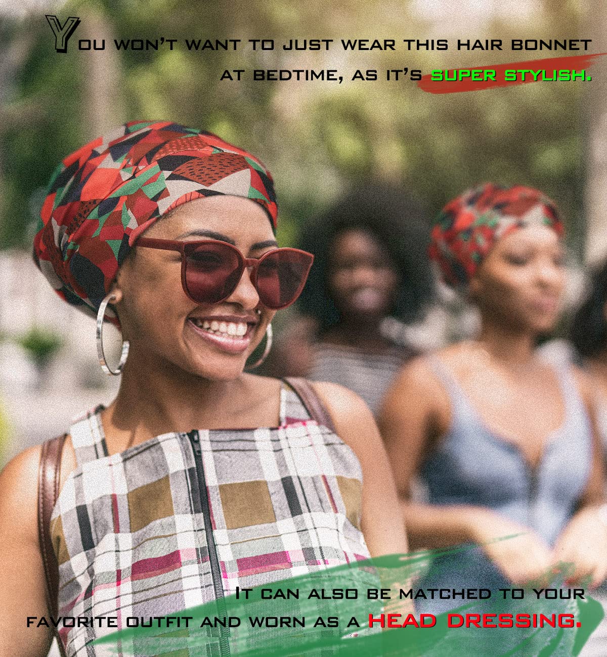 FocusCare Hair Wraps for Women with Natural Curly Sleeping Satin Lined Overnight