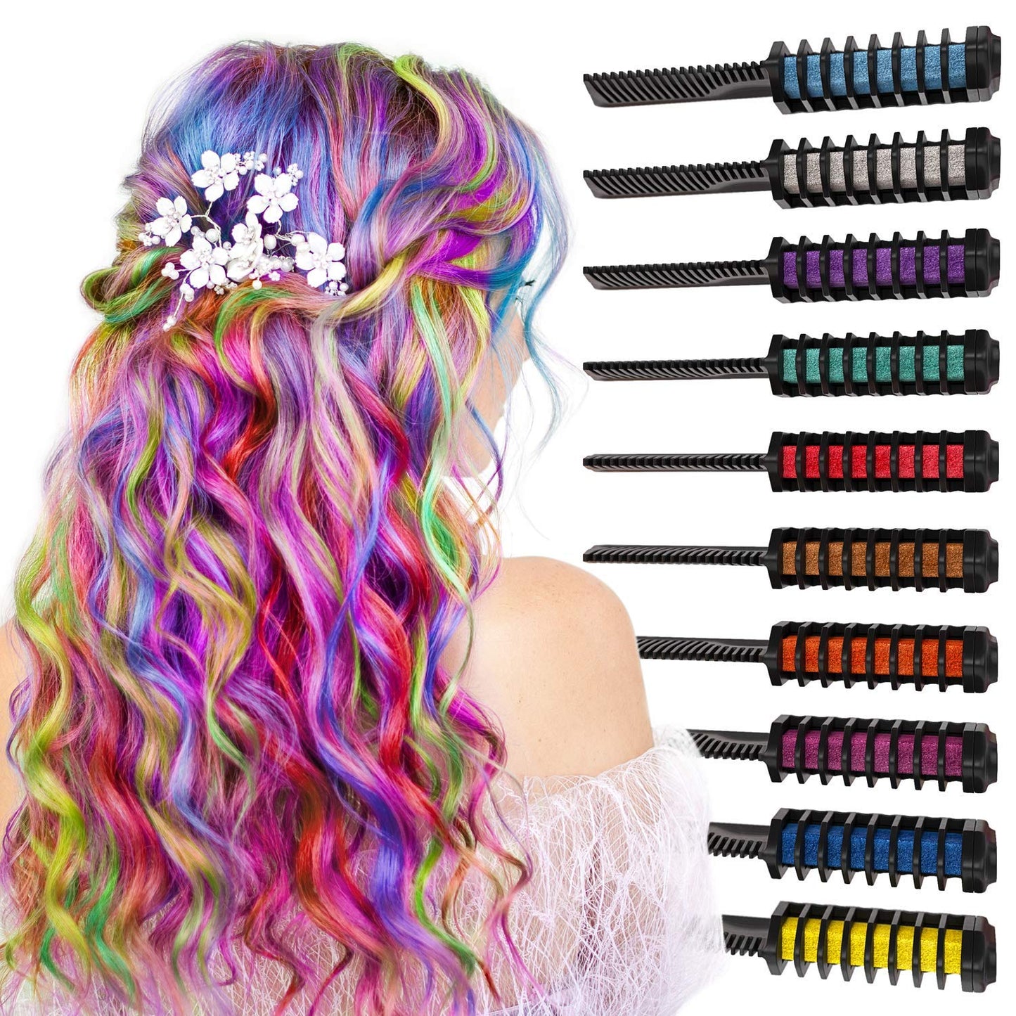 Hair Chalk Combs, Assorted Colors, set of 12