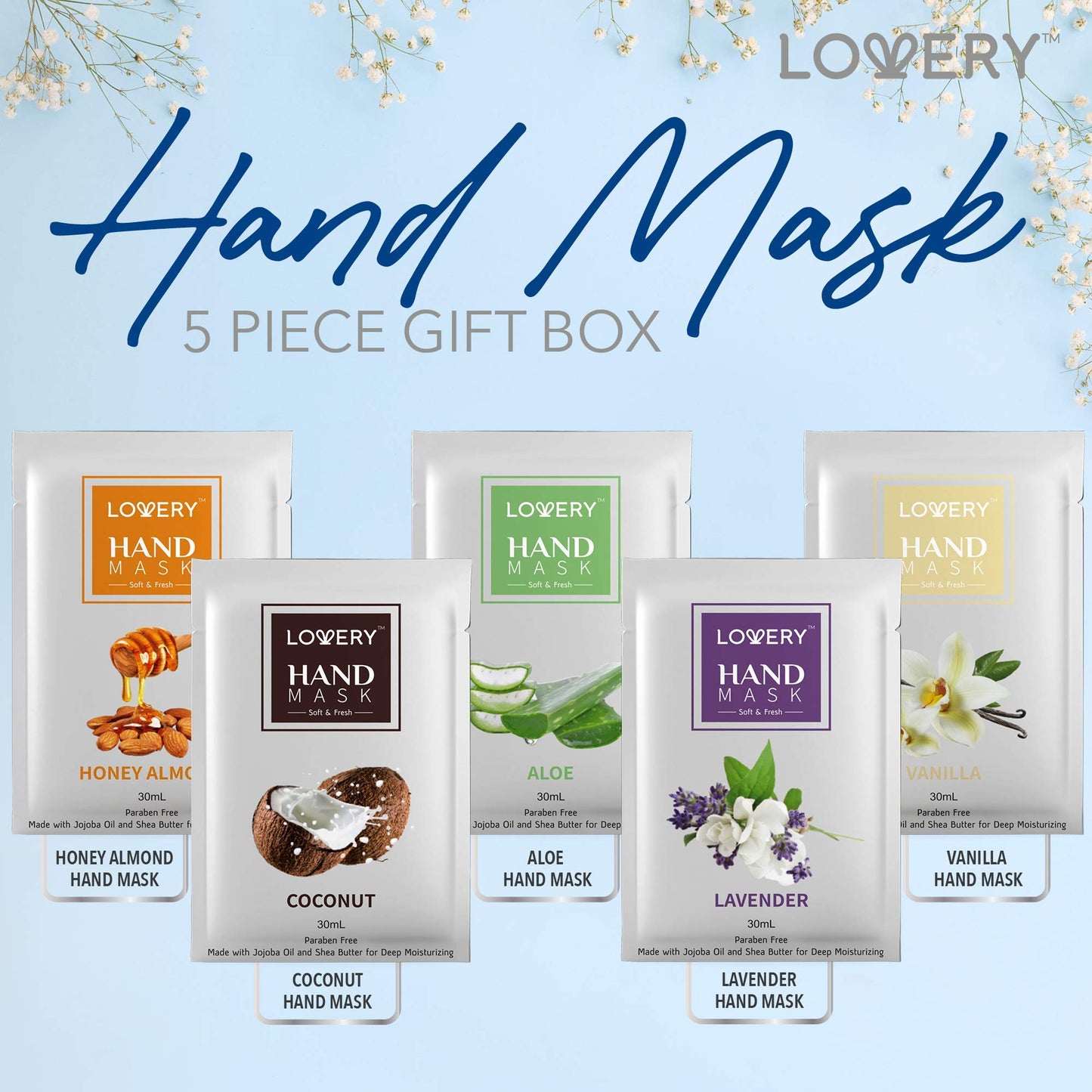 Mothers Day Gifts Deep Conditioning Hand Mask, 5 Pack, Coconut, Aloe, Honey Almond, Lavender, Vanilla, Made with Vitamin E, Shea Butter & Jojoba Oil, Gifts for Women Birthday, Gift for Mom Best Friend