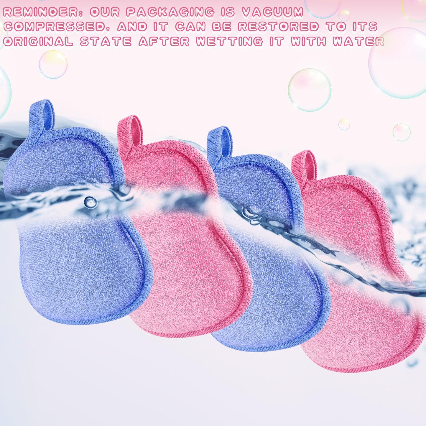 Tatuo 4 Pieces Baby Bath Sponge Cotton Baby Sponge Toddler Soft and Absorbent Loofah for Kids Babies Men Women(Pink,Blue)