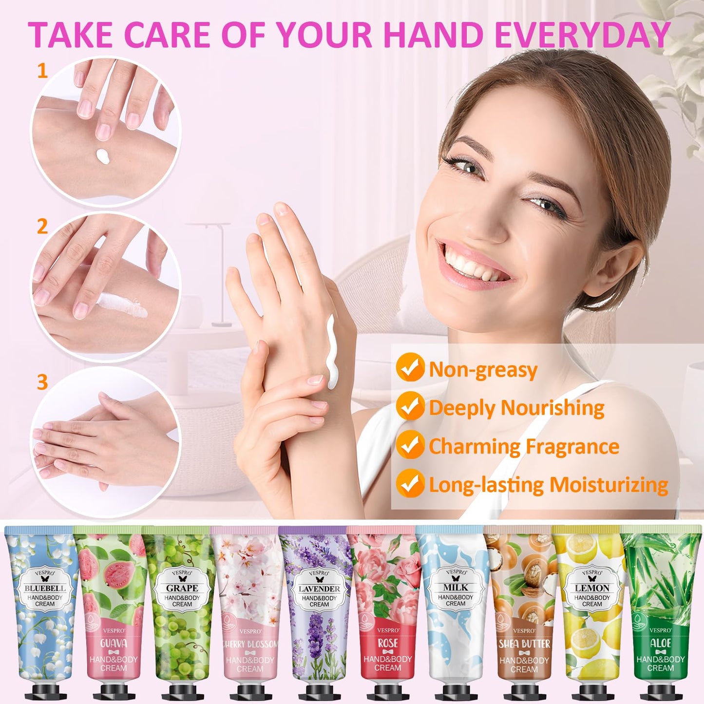 16 Pack Hand Cream Gifts Set, Easter Basket Stuffers, Mothers Day Gifts, Bulk Hand Lotion Travel Size for Dry Cracked Hands, Mini Hand Lotion for Teacher Appreciation Gifts with a Greeting Card
